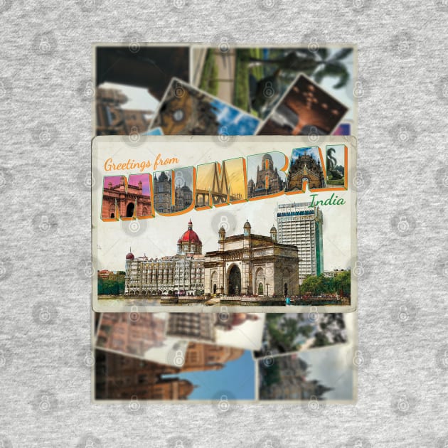 Greetings from Mumbai in India Vintage style retro souvenir by DesignerPropo